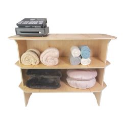 Portable Wooden Counter with 2 Inner Shelves, Collapsible – 47”W